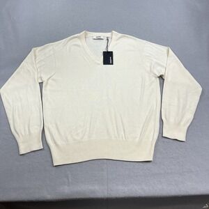 Buck Mason Sweater Mens Large Natural Como Cashmere Blend V Neck